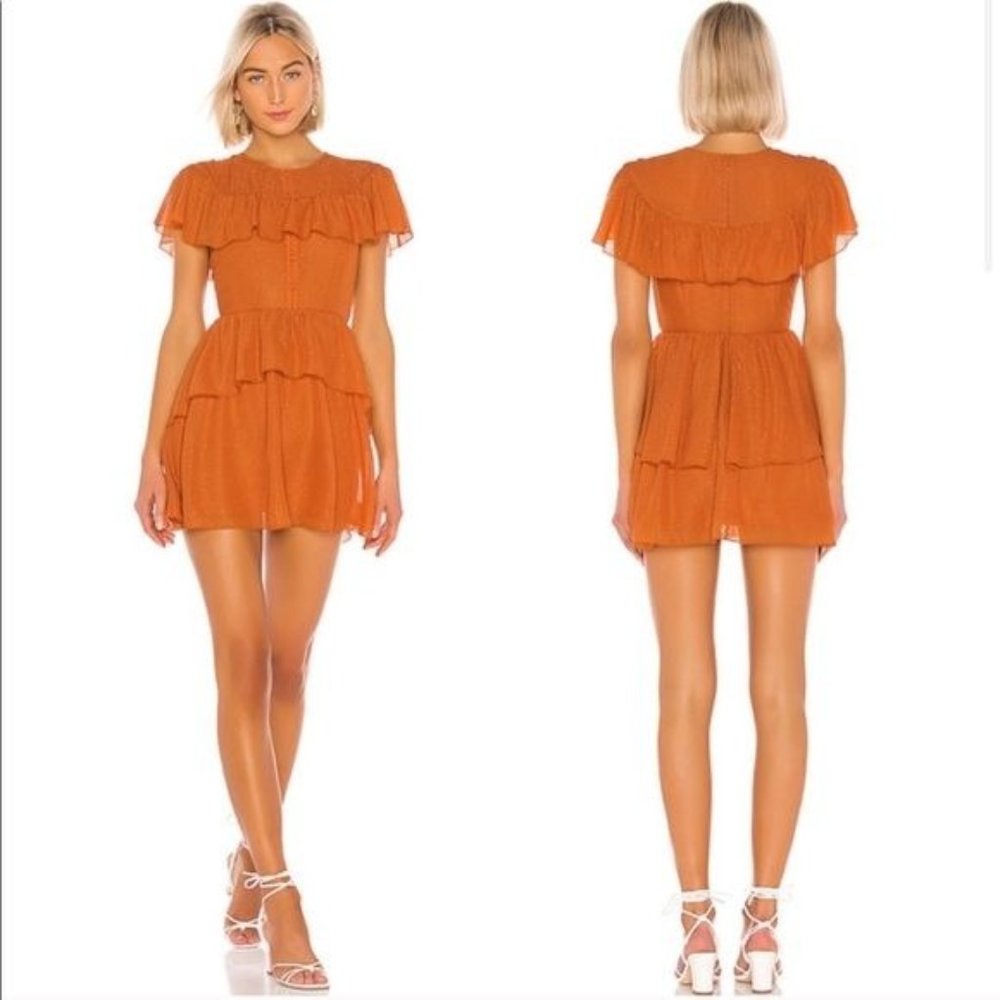 House of Harlow Women's Clint Orange Ruffle Dress NWOT Size Small